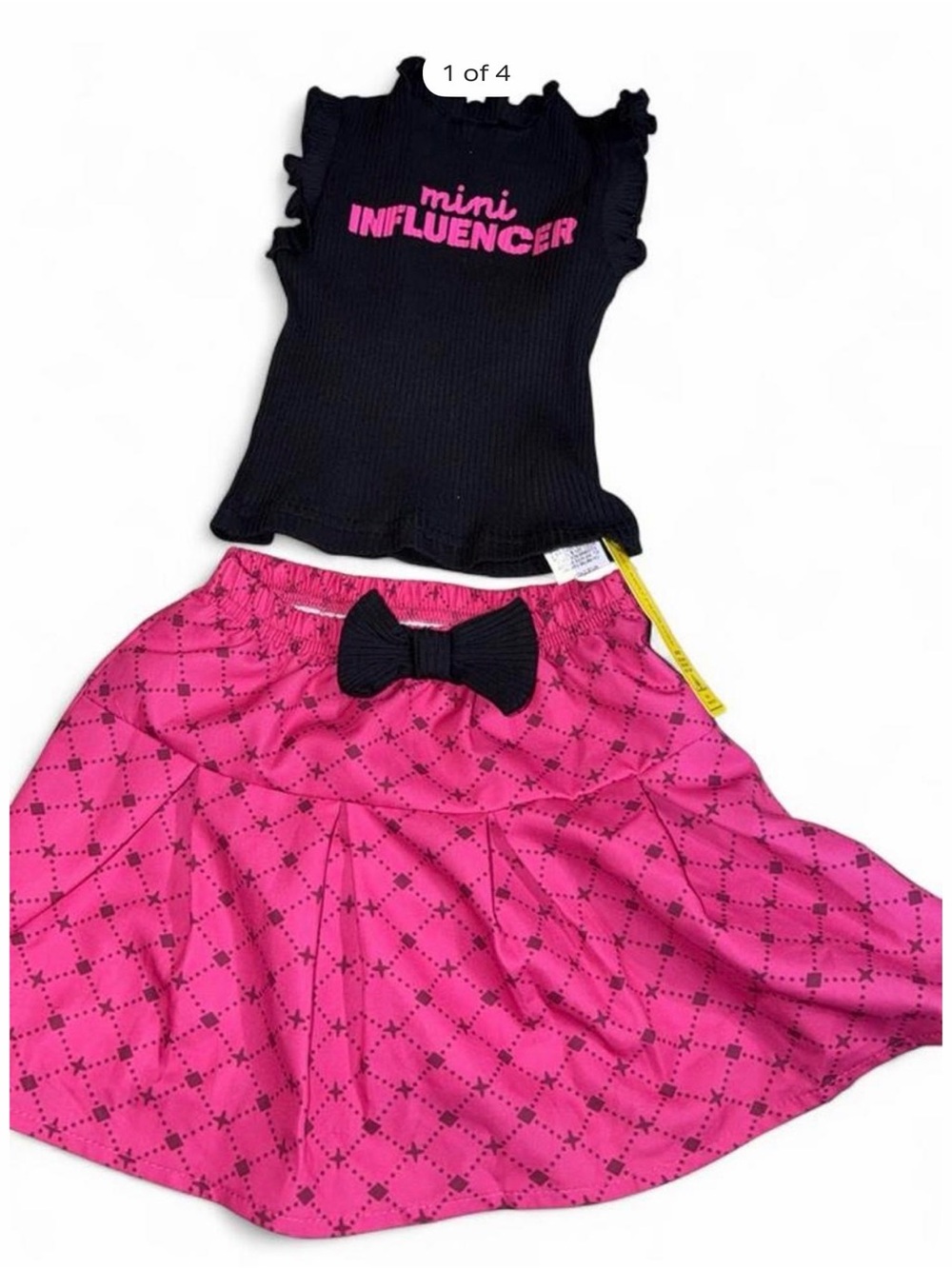 SHEIN Black & Hot Pink "mini INFLUENCER" Girls Matching Set - Picture 1 of 6
